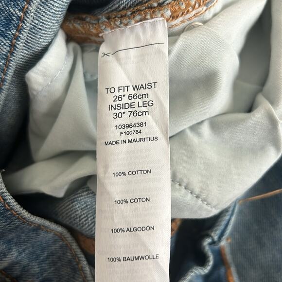 ASOS Jeans Womens 26 Distressed Blue Tapered High Rise 90s Grunge Streetwear - Picture 5 of 5